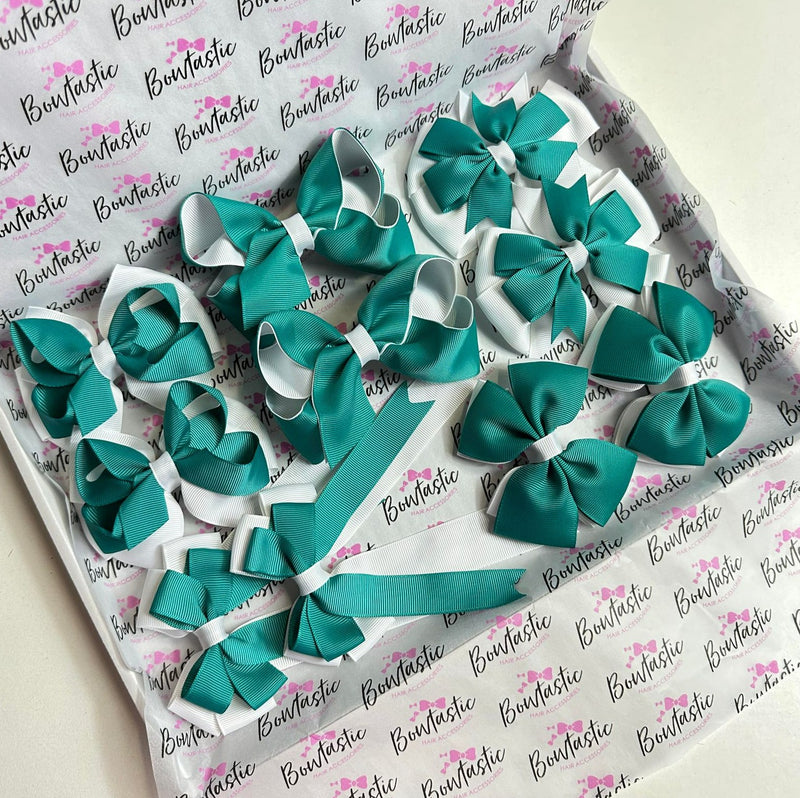 School Bundle - 5 Matching Pairs - Jade Green & White - Clips