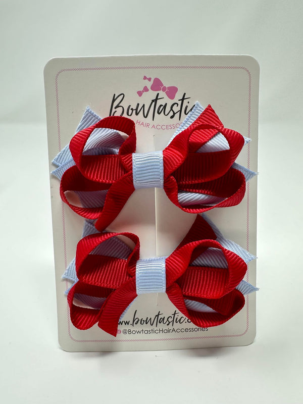 2 Inch Bows - Red & Bluebell - 2 Pack