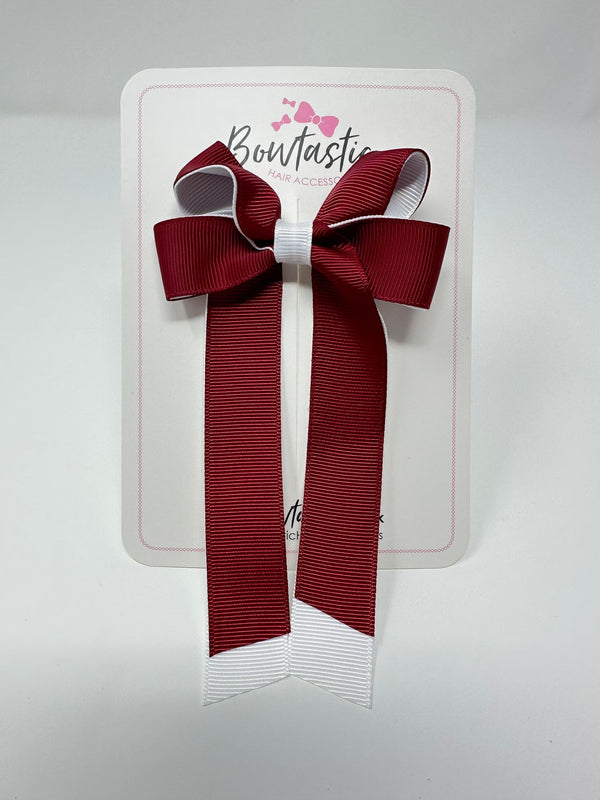 3 Inch Twist Tail Bow - Wine & White