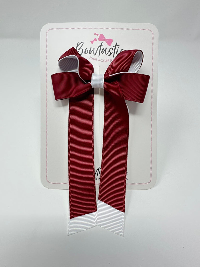 3 Inch Twist Tail Bow - Wine & White