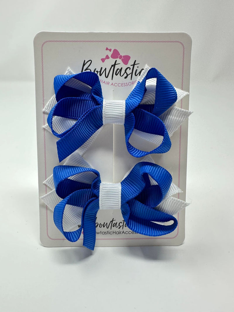 2 Inch Bows - Royal Blue & White - 2 Pack