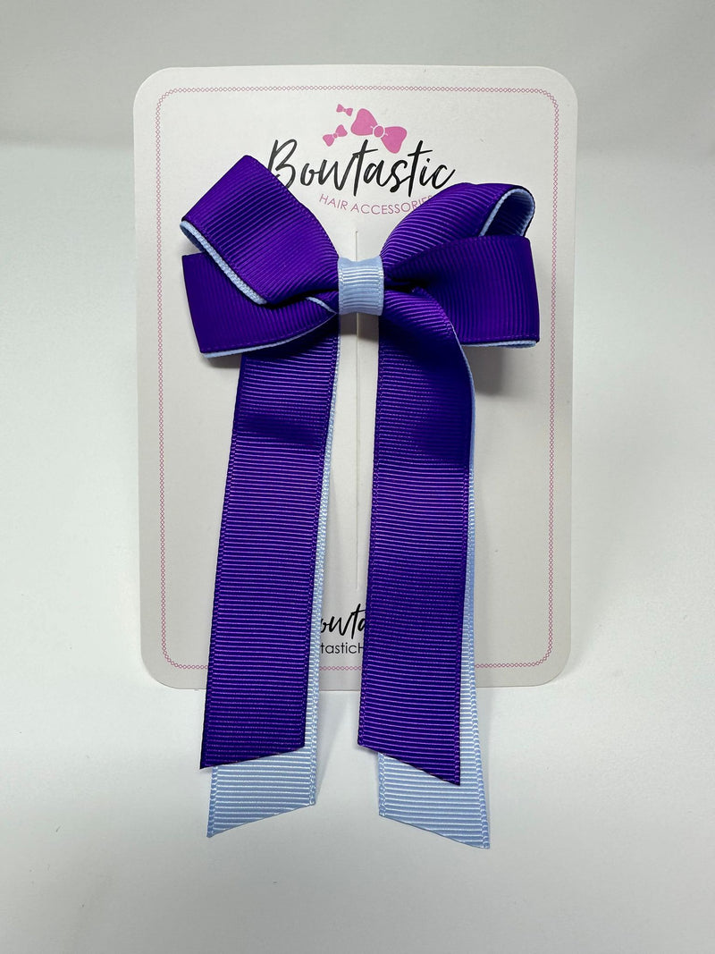 3 Inch Twist Tail Bow - Purple & Bluebell