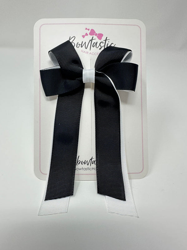 3 Inch Twist Tail Bow - Black & White