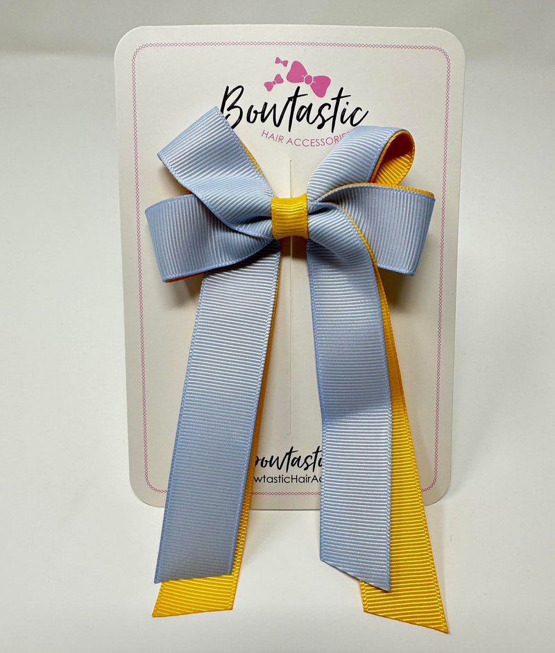 3 Inch Twist Tail Bow - Bluebell & Yellow Gold