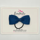 3 Inch Flat Double Bow Thin Elastic - Light Navy