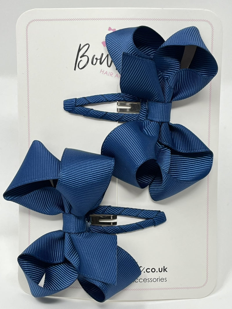 3 Inch Bow Snap Clip - Light Navy - 2 Pack