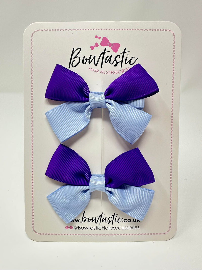 2.5 Inch Butterfly Bow - Purple & Bluebell - 2 Pack