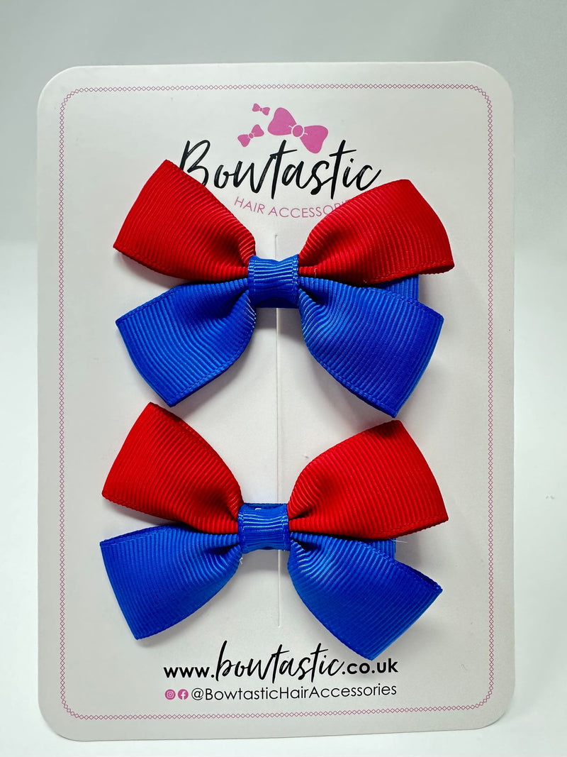 2.5 Inch Butterfly Bow - Royal Blue & Red - 2 Pack