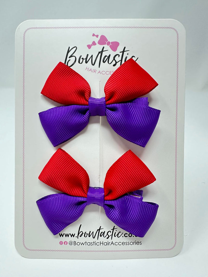 2.5 Inch Butterfly Bow - Purple & Red - 2 Pack