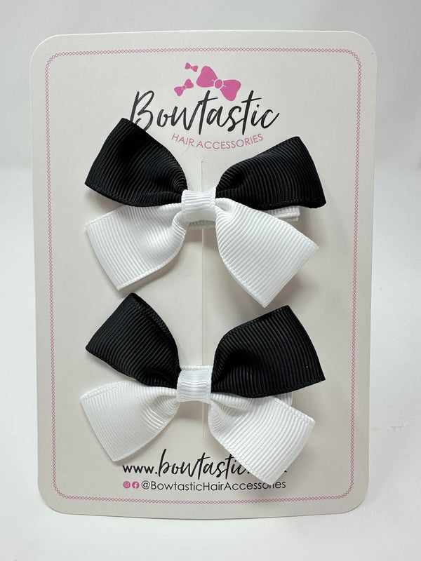 2.5 Inch Butterfly Bow - Black & White - 2 Pack
