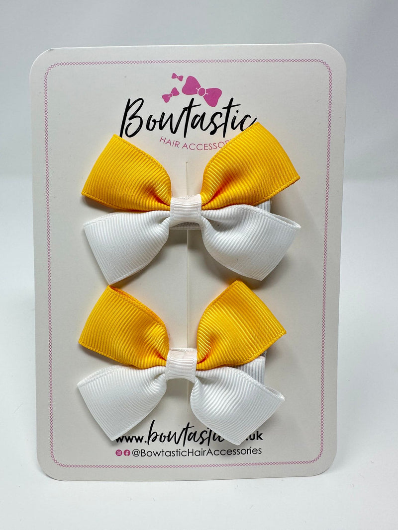 2.5 Inch Butterfly Bow - Yellow Gold & White - 2 Pack