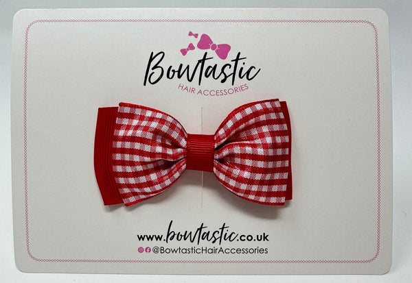 3 Inch Flat Double Bow - Red Gingham
