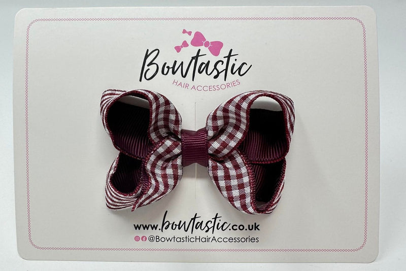 3 Inch Bow - Burgundy Gingham