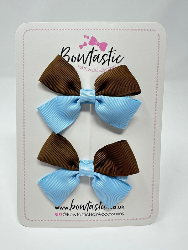 2.5 Inch Butterfly Bow - Turftan & Blue Topaz - 2 Pack