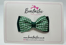 3 Inch Flat Double Bow - Forest Green & Green Gingham
