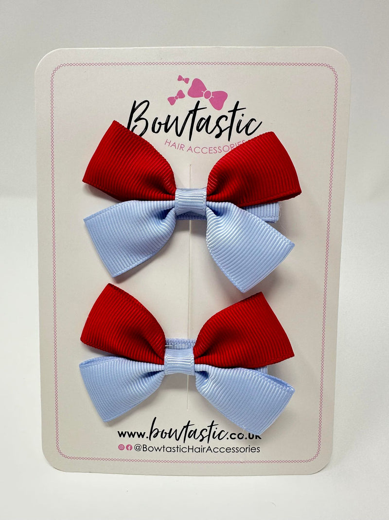 2.5 Inch Butterfly Bow - Red & Bluebell - 2 Pack