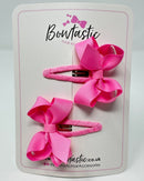 2 Inch Bow Snap Clip - Geranium Pink - 2 Pack