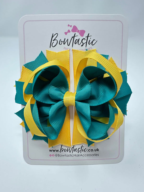 4.5 Inch Ring Bow - Jade Green & Yellow Gold