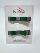 2 Inch Slide Bows - Forest Green & Metal Grey - 2 Pack