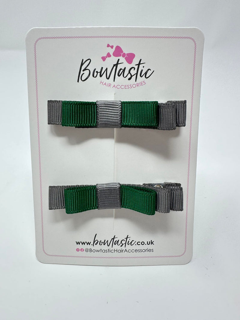 2 Inch Slide Bows - Forest Green & Metal Grey - 2 Pack