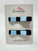 2 Inch Slide Bows - Blue Topaz & Black - 2 Pack
