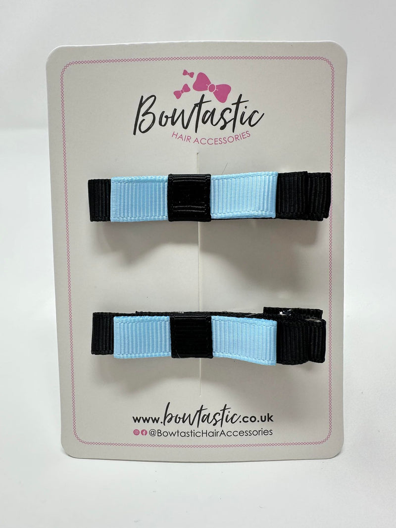 2 Inch Slide Bows - Blue Topaz & Black - 2 Pack