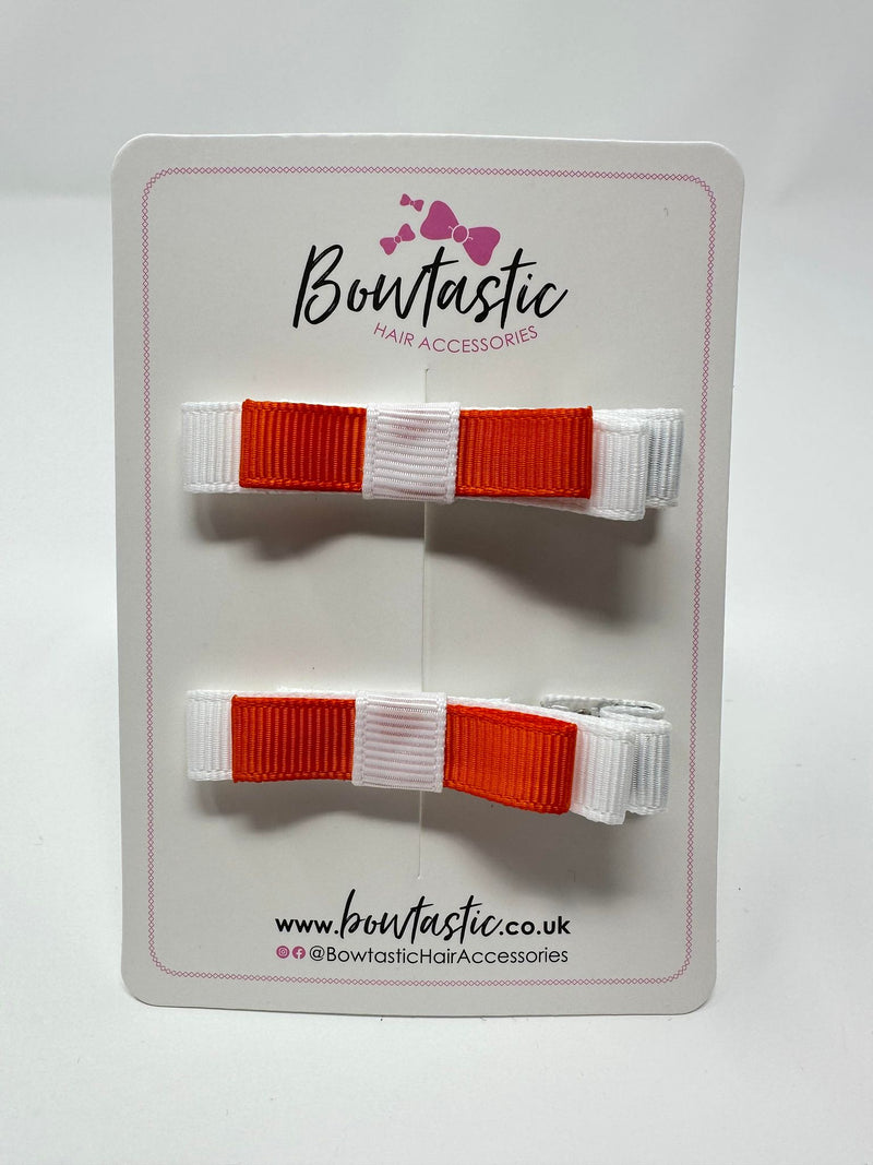 2 Inch Slide Bows - Orange & White - 2 Pack