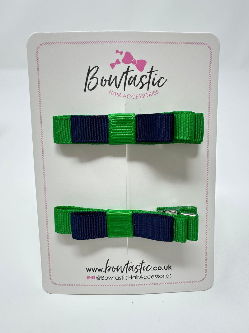 2 Inch Slide Bows - Emerald Green & Navy - 2 Pack