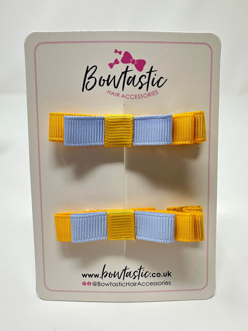 2 Inch Slide Bows - Bluebell & Yellow Gold - 2 Pack