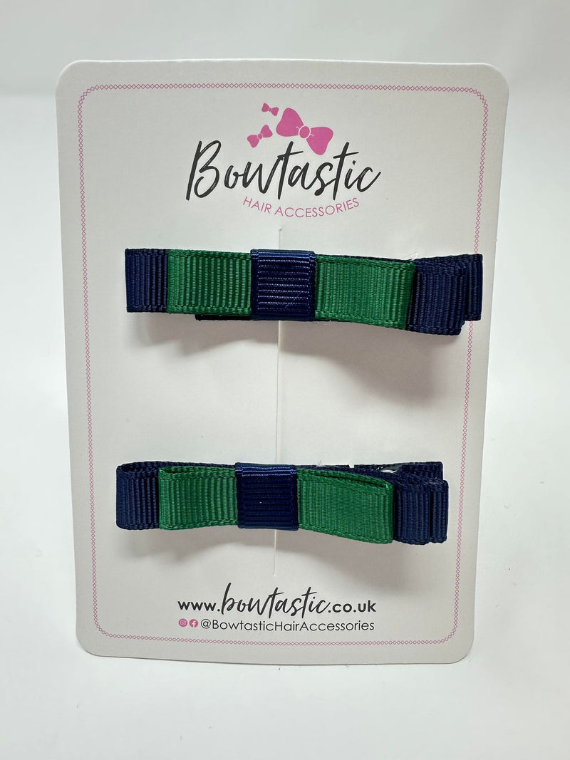 2 Inch Slide Bows - Forest Green & Navy - 2 Pack