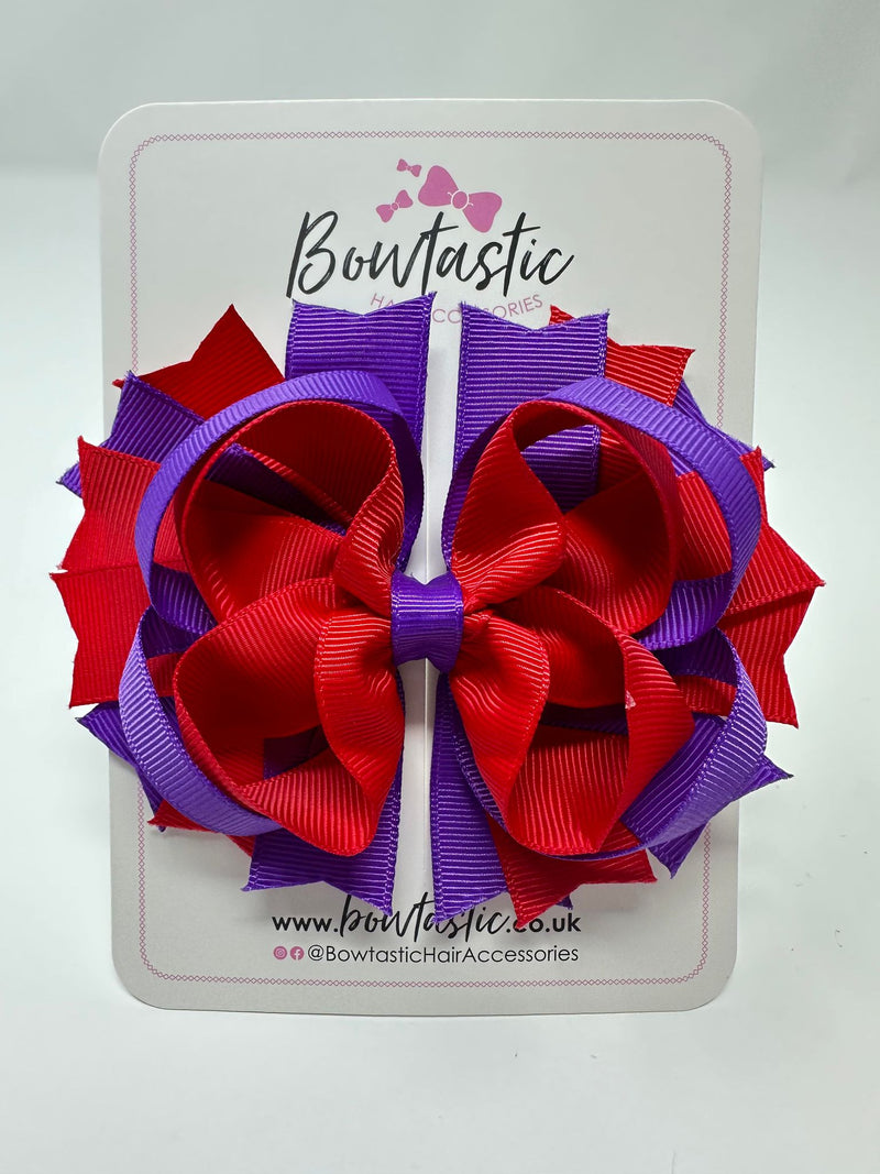 4.5 Inch Ring Bow - Purple & Red