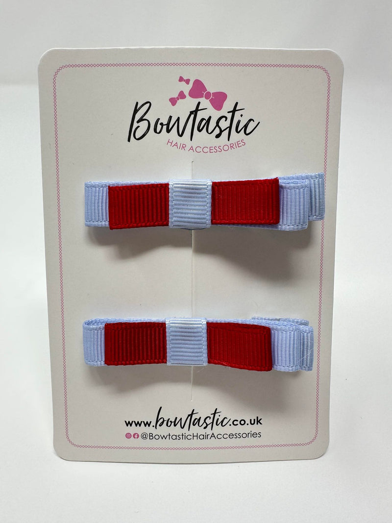 2 Inch Slide Bows - Red & Bluebell - 2 Pack