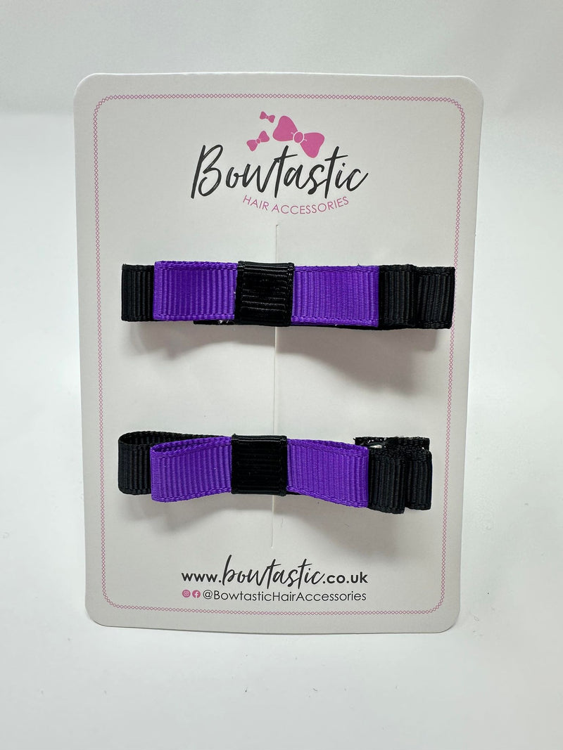 2 Inch Slide Bows - Purple & Black - 2 Pack