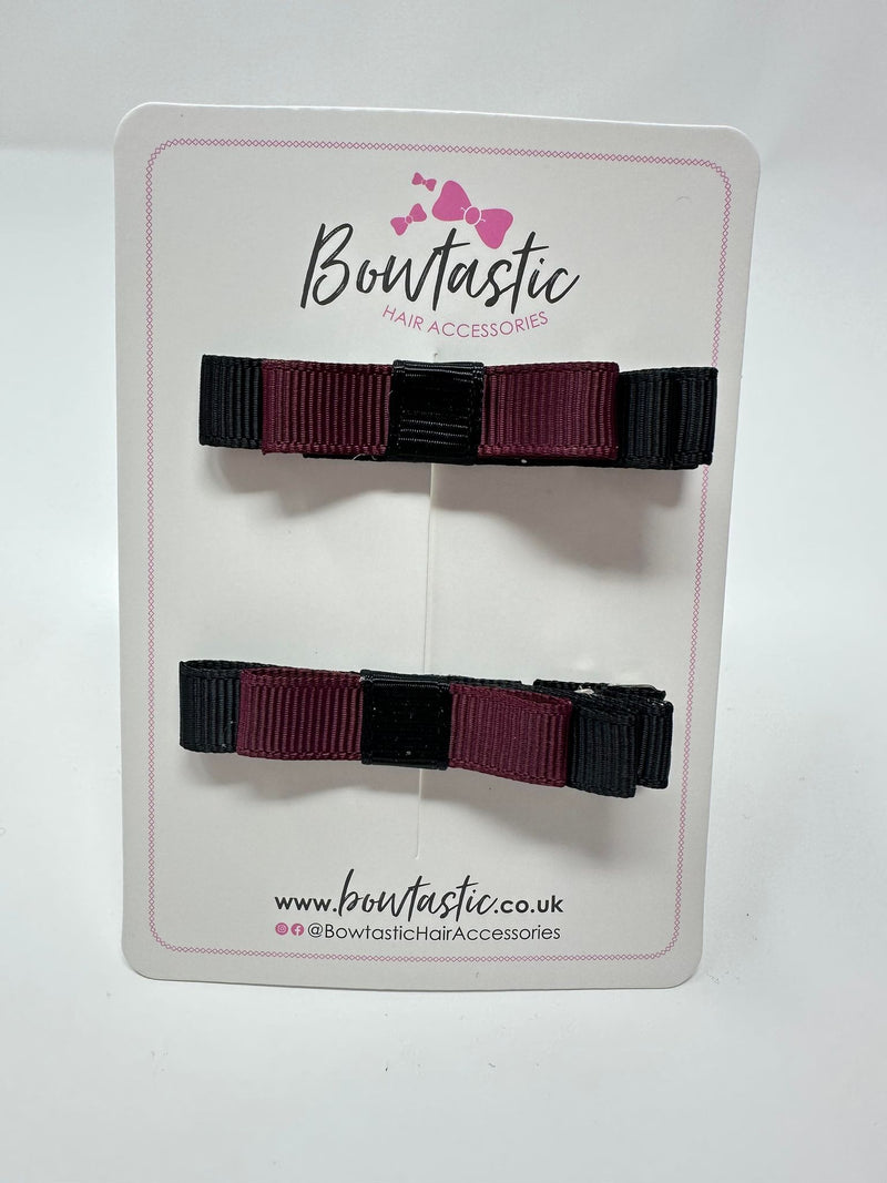 2 Inch Slide Bows - Burgundy & Black - 2 Pack