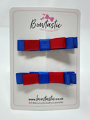 2 Inch Slide Bows - Royal Blue & Red - 2 Pack