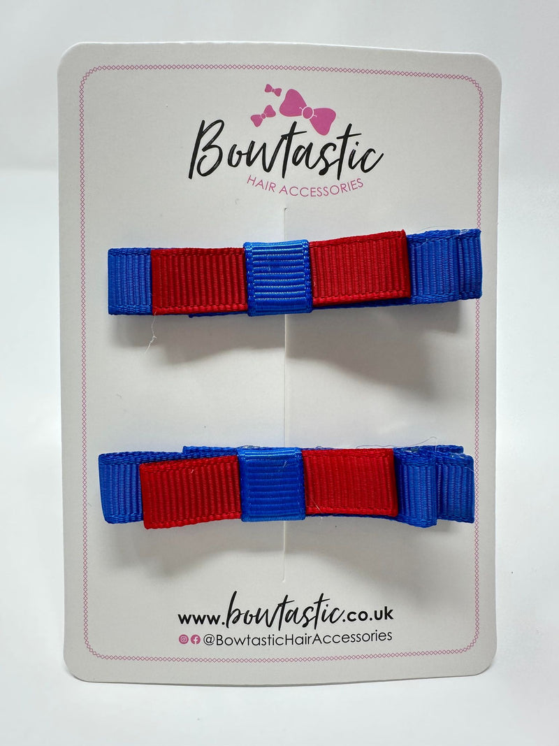 2 Inch Slide Bows - Royal Blue & Red - 2 Pack