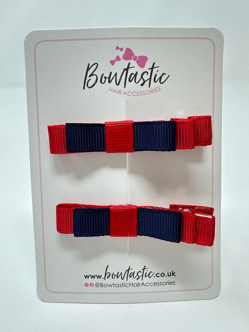 2 Inch Slide Bows - Navy & Red - 2 Pack