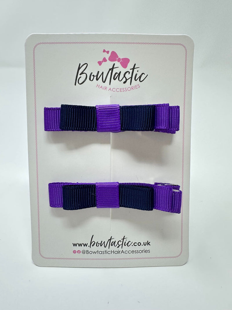 2 Inch Slide Bows - Purple & Navy - 2 Pack