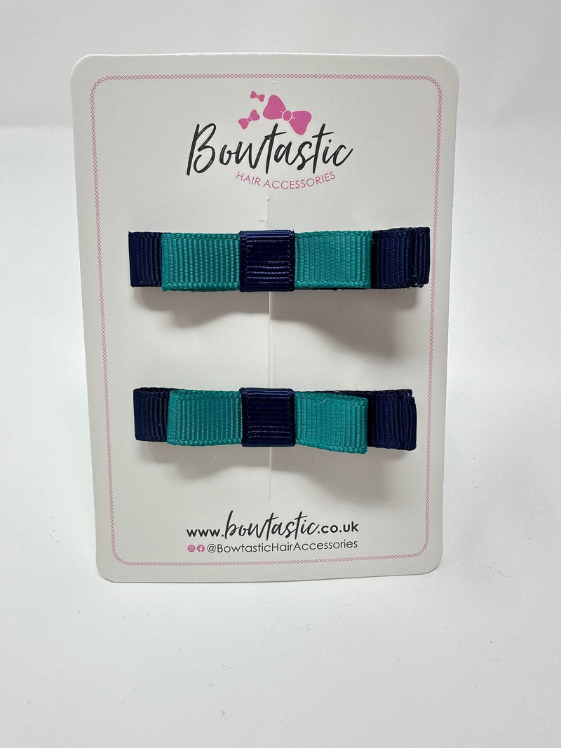 2 Inch Slide Bows - Jade Green & Navy - 2 Pack