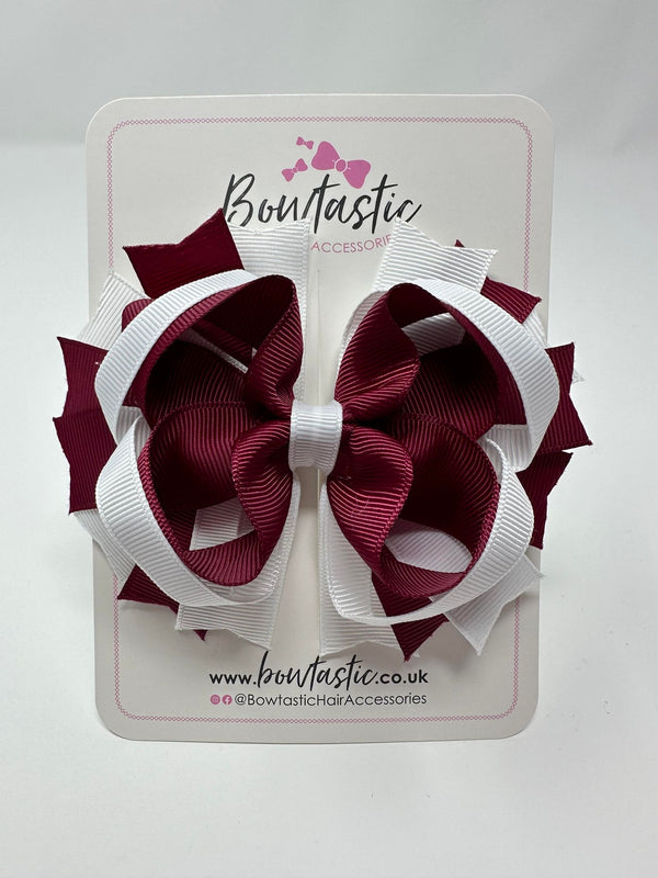 4.5 Inch Ring Bow - Wine & White