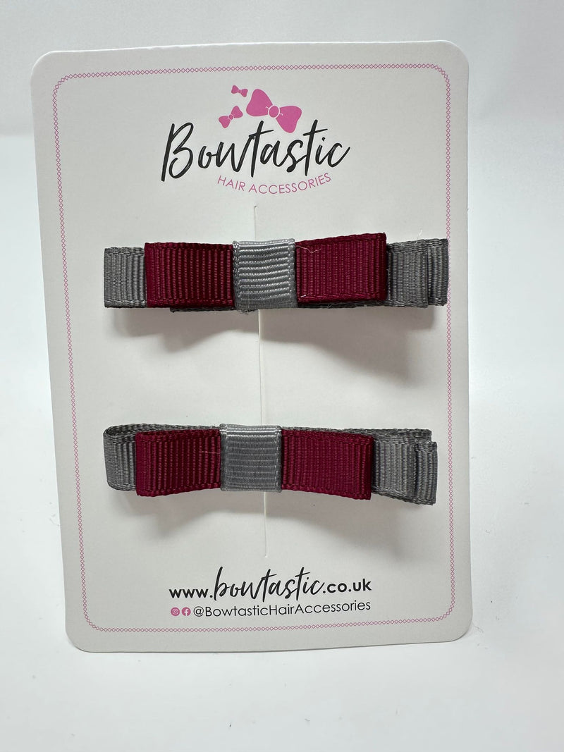 2 Inch Slide Bows - Wine & Metal Grey - 2 Pack