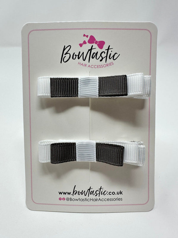 2 Inch Slide Bows - Metal Grey & White - 2 Pack