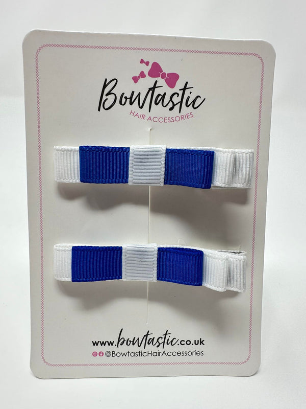 2 Inch Slide Bows - Royal Blue & White - 2 Pack