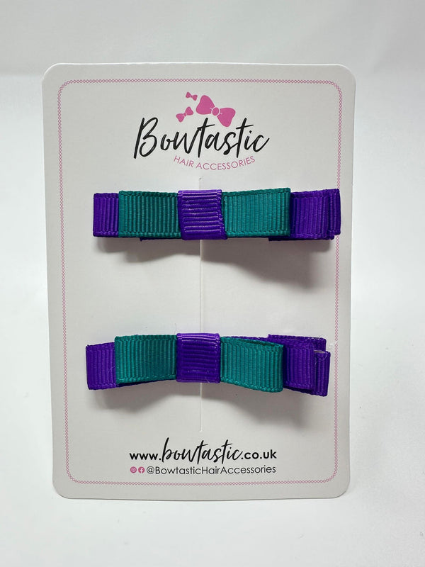 2 Inch Slide Bows - Purple & Jade Green - 2 Pack