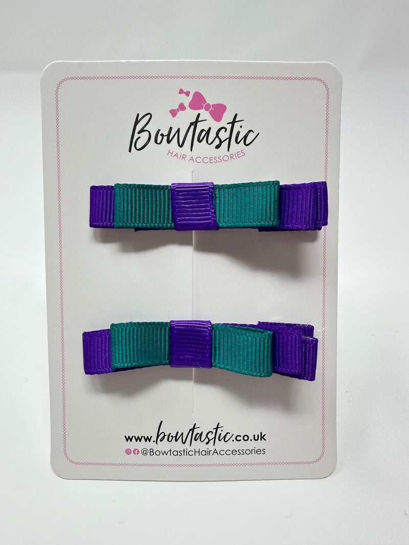 2 Inch Slide Bows - Purple & Jade Green - 2 Pack