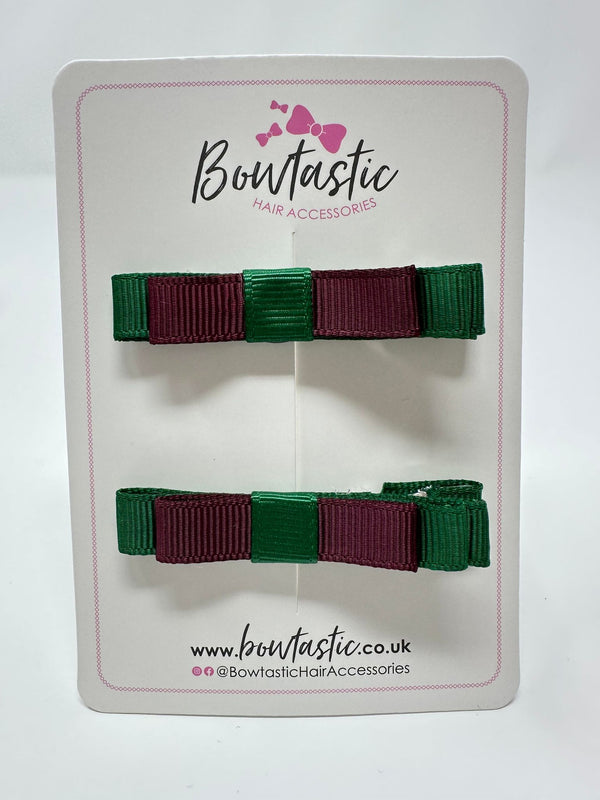 2 Inch Slide Bows - Forest Green & Burgundy - 2 Pack