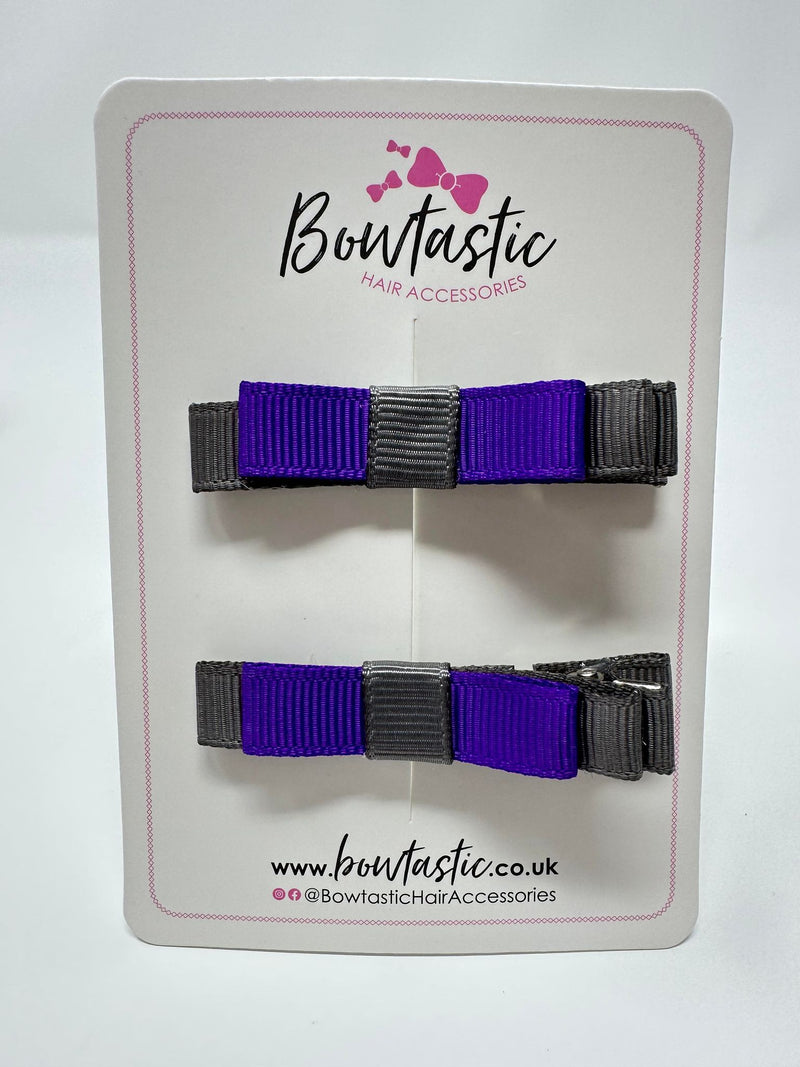 2 Inch Slide Bows - Purple & Metal Grey - 2 Pack