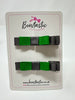 2 Inch Slide Bows - Emerald Green & Metal Grey - 2 Pack