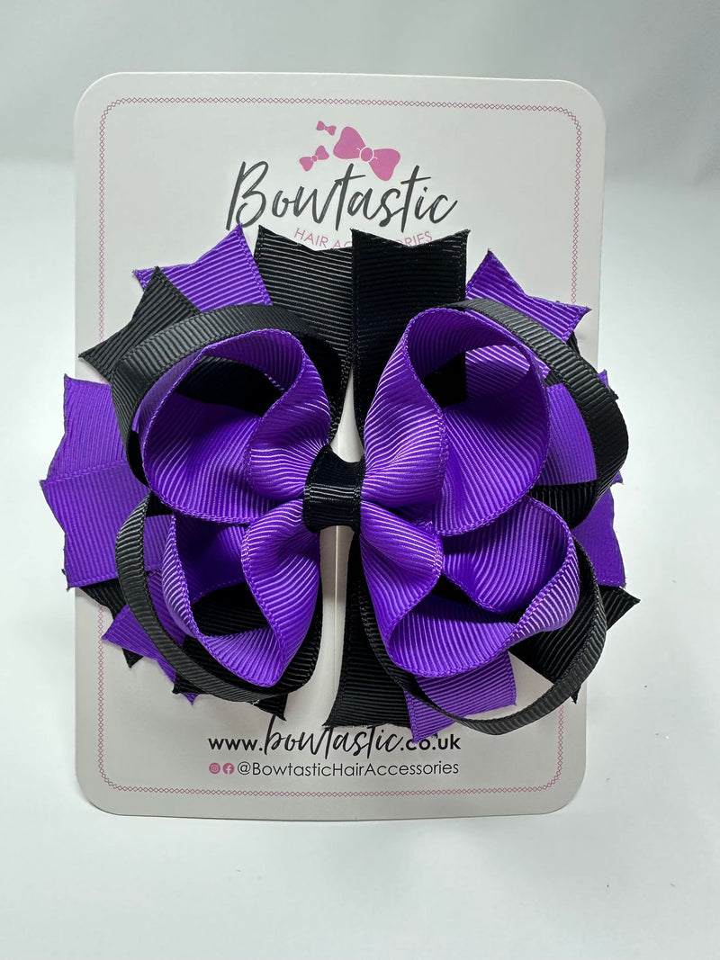 4.5 Inch Ring Bow - Purple & Black