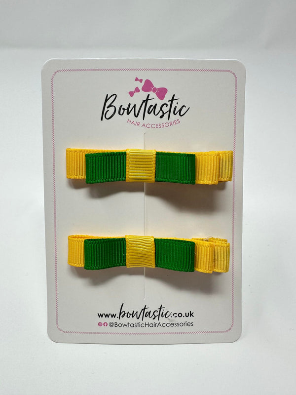 2 Inch Slide Bows - Emerald Green & Yellow Gold - 2 Pack